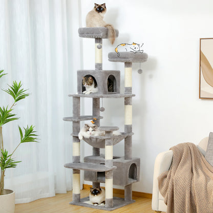 Large Cat Towers 3 Sizes for Indoor Cats With Sisal-Covered Scratching Posts Spacious Hammock, Padded Perches, and Condos