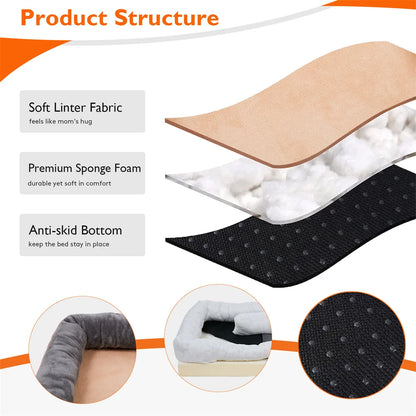 Jumbo Large Orthopedic Dog Bed Memory Foam, Bolster Couch Removable Cover