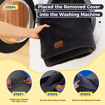 Foldable Dog Bed, Plush Pet Couch, Washable with Non-Slip Bottom