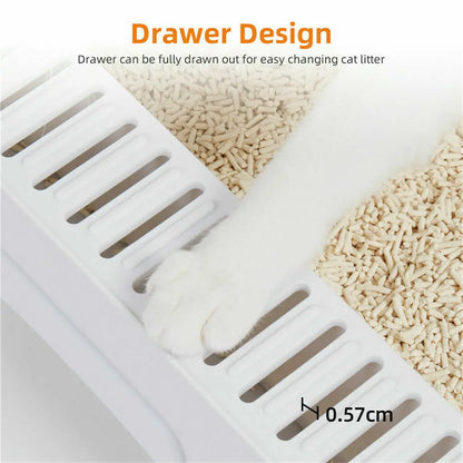 Cat Litter Box with Scoop and Tray Sifting Enclosed Foldable Detachable Pop Top & Front Entry