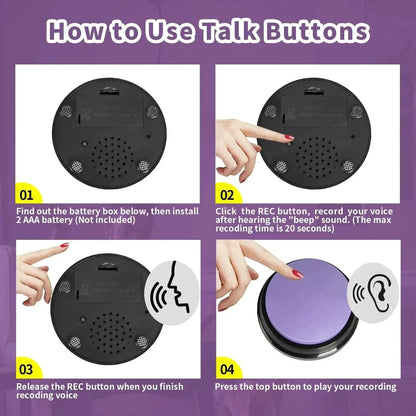 4, 6, 8PCS Dog Communication Buttons Voice Recording for Pet Training Buzzer 30 Second Record Playback