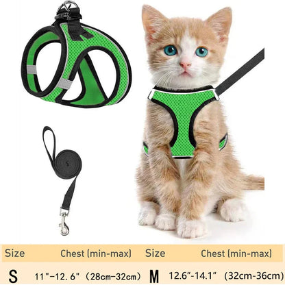 Pet Harness & Leash: Escape-Proof Adjustable, Reflective Soft Mesh for Outdoor