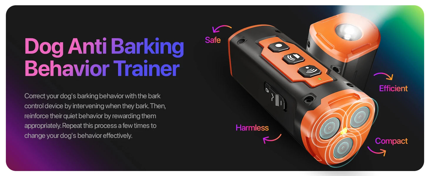 2026 Release Pet Dog Repeller Ultrasonic Dog Training Rechargeable Anti Dog Bark Deterrent Device With LED Flashlight