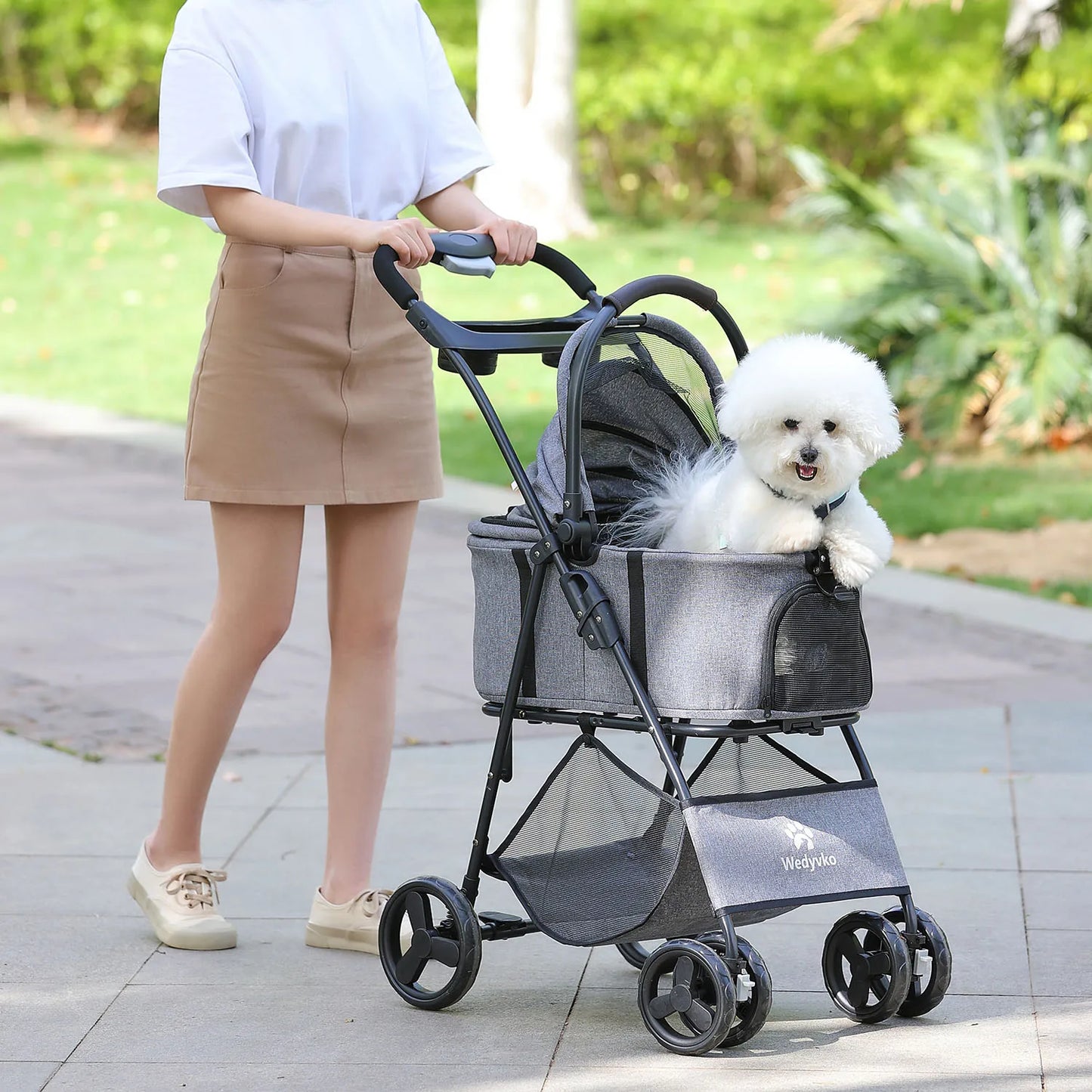 3 in 1 Pet Stroller with Removable Carrier, Folding Stroller for Small/Medium Dogs and Cats, Waterproof