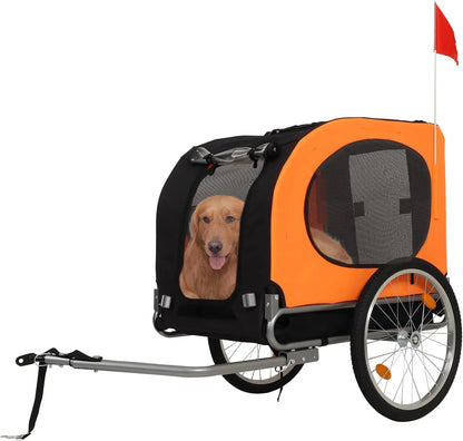 Steel Dog Bike Trailer with Universal Bicycle Coupler Folding Carrier Max 40kg Water Resistant