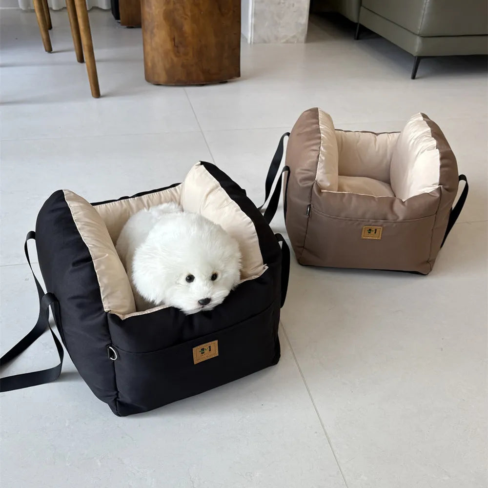 Dog Car Seat with Safety Belt, Booster Seat with Washable Cushion