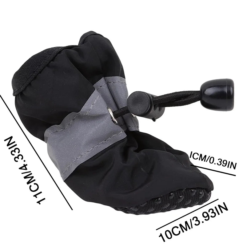 4Pcs Waterproof Dog Boots for Small Dogs - Non-slip Sole, Adjustable Drawstring, Soft Breathable Pet Shoes for Puppies