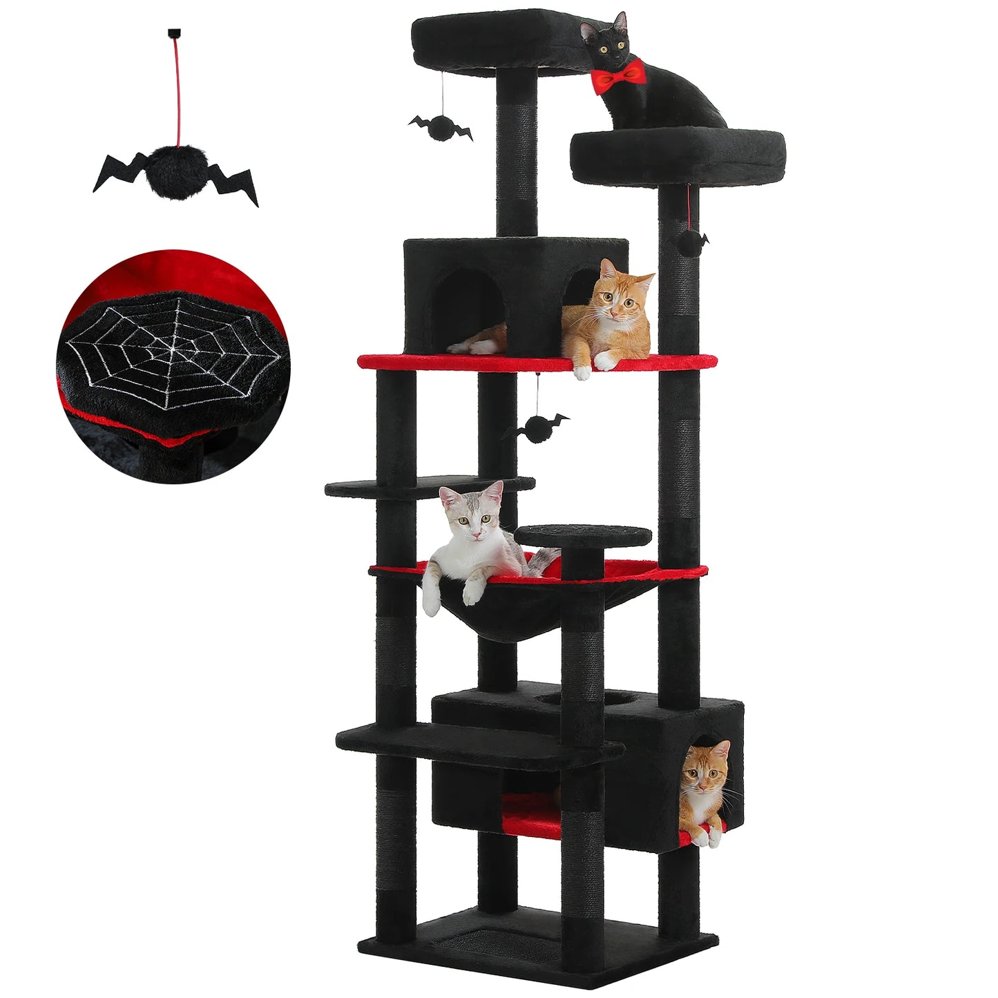 Large Cat Towers 3 Sizes for Indoor Cats With Sisal-Covered Scratching Posts Spacious Hammock, Padded Perches, and Condos