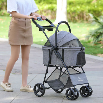 3 in 1 Pet Stroller with Removable Carrier, Folding Stroller for Small/Medium Dogs and Cats, Waterproof