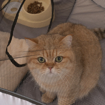 Square Gray Cat Delivery Room Hard Oxford Cloth with a Play Tunnel Foldable