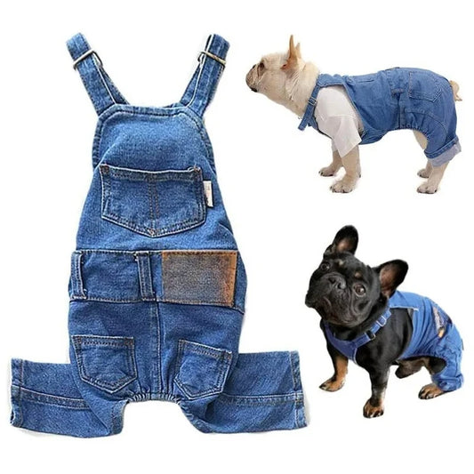 Fashion Soft Denim Pet Overalls - Jean Outfit Set for Small/Medium Breed Dogs