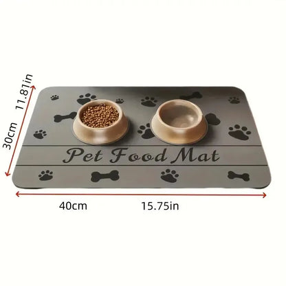 Quick-Dry Pet Feeding Mat with Non-Slip Waterproof Backing - Spillproof Dog Bowl Mat, Easy Clean Kitchen Floor Protector for Wet