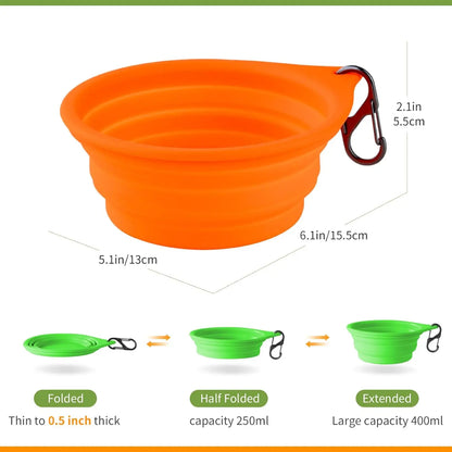 Collapsible Travel Dog Bowls 2-Pack, Portable Foldable Pet Water Dish for Cats Dogs