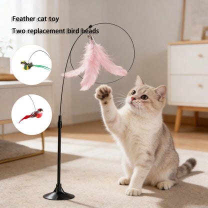 Interactive Cat Teaser Wand with Feathers & Bell