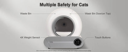 Self Cleaning Cat Litter Box 65L Automatic with Trash Bag & Litter Mat Smart Cat Toilet App Control 2.4G WiFi