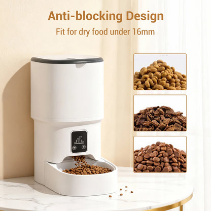 Programmable 4L Automatic Pet Feeder for Small Dogs & Cats, Up to 6 Meals Daily, Timer/Portion Control