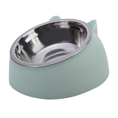 Tilted Stainless Cat Bowls with Non-slip Base