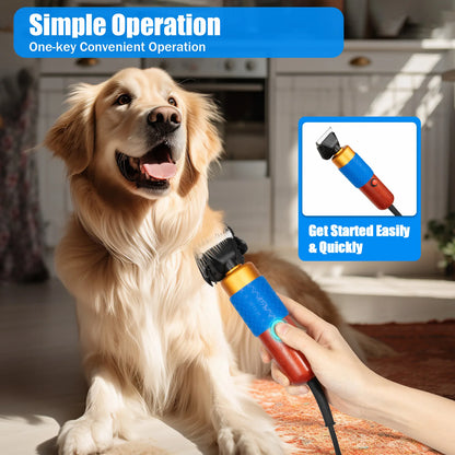 36W Professional Dog Clipper Grooming Kit Adjustable Comb & Detachable Blades Trimmer