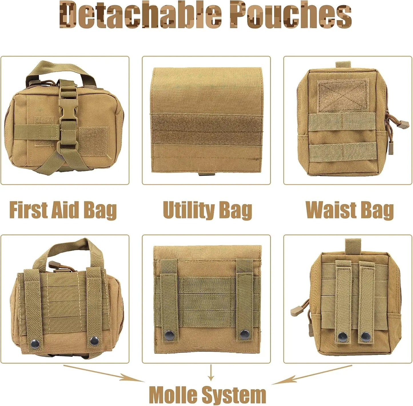 Adjustable Tactical Dog Harness with Pouches