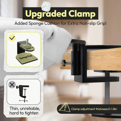 Cat Desk Bed, Sunken Design Cat Hammock, Supports Up to 50 lbs, Sturdy Metal Frame with Secure Clamp, Removable Faux Rabbit Plus