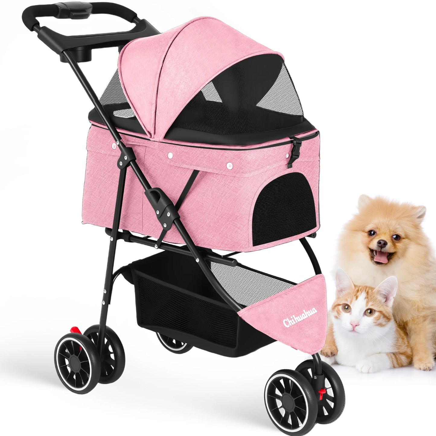 Pet Stroller For Small Puppy Dogs & Cats Travel Portable, Foldable