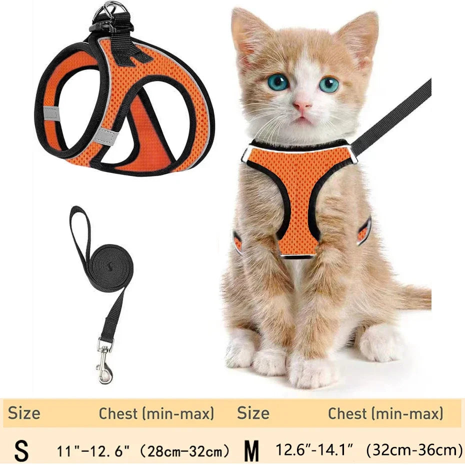 Pet Harness & Leash: Escape-Proof Adjustable, Reflective Soft Mesh for Outdoor
