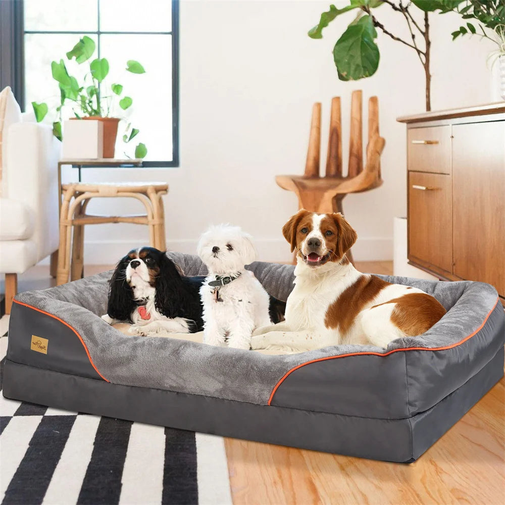 Jumbo Large Orthopedic Dog Bed Memory Foam, Bolster Couch Removable Cover