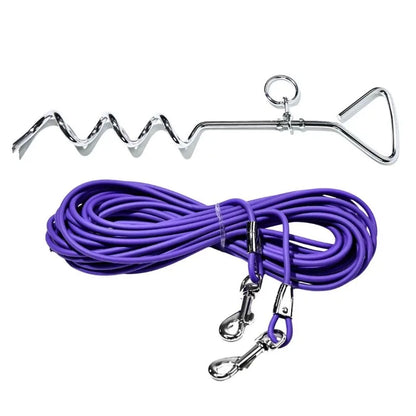 30FT Heavy Duty Dog Tie Out Cable with Ground Stake Outdoor for Large Dogs
