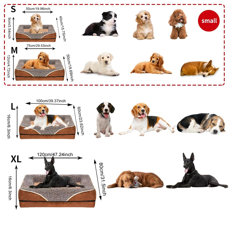 Oversized Dog Bed, Removable & Washable, Comfortable and Soft with Raised Edges,