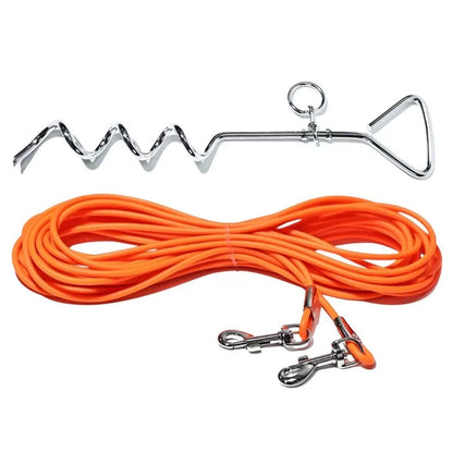 30FT Heavy Duty Dog Tie Out Cable with Ground Stake Outdoor for Large Dogs