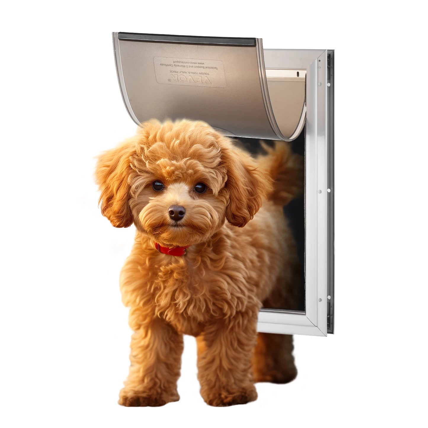 Pet Door Aluminum Frame with Lock and Flap System Weatherproof Doggy Door Easy to Install in Interior or Exterior Doors
