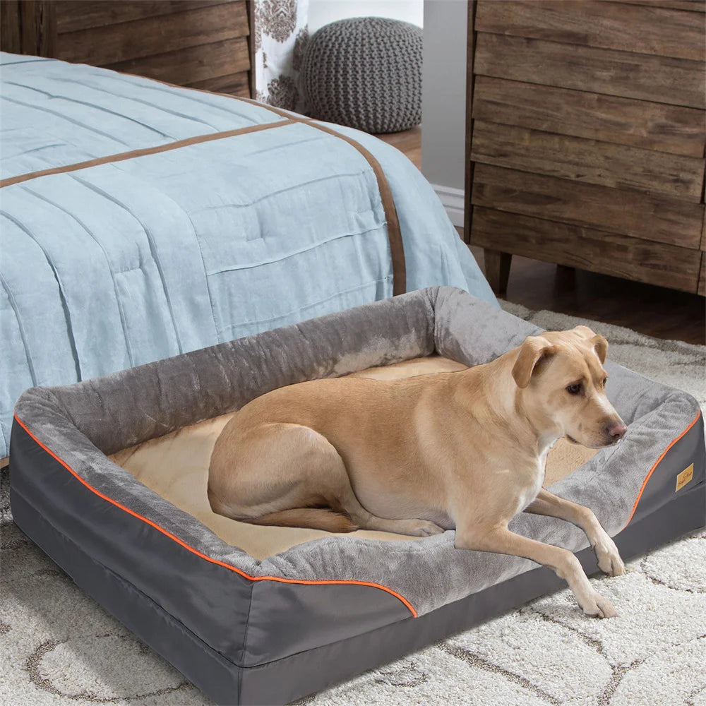 Jumbo Large Orthopedic Dog Bed Memory Foam, Bolster Couch Removable Cover