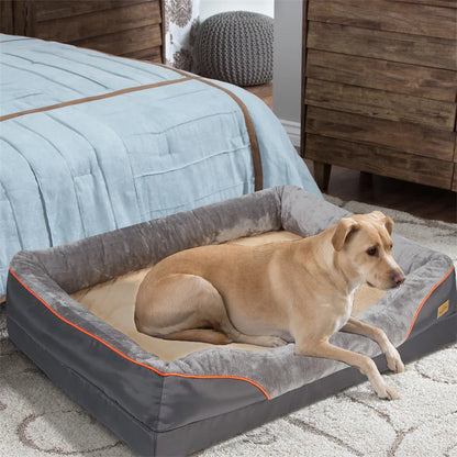 Jumbo Large Orthopedic Dog Bed Memory Foam, Bolster Couch Removable Cover