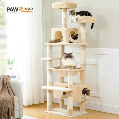 Large Cat Towers 3 Sizes for Indoor Cats With Sisal-Covered Scratching Posts Spacious Hammock, Padded Perches, and Condos