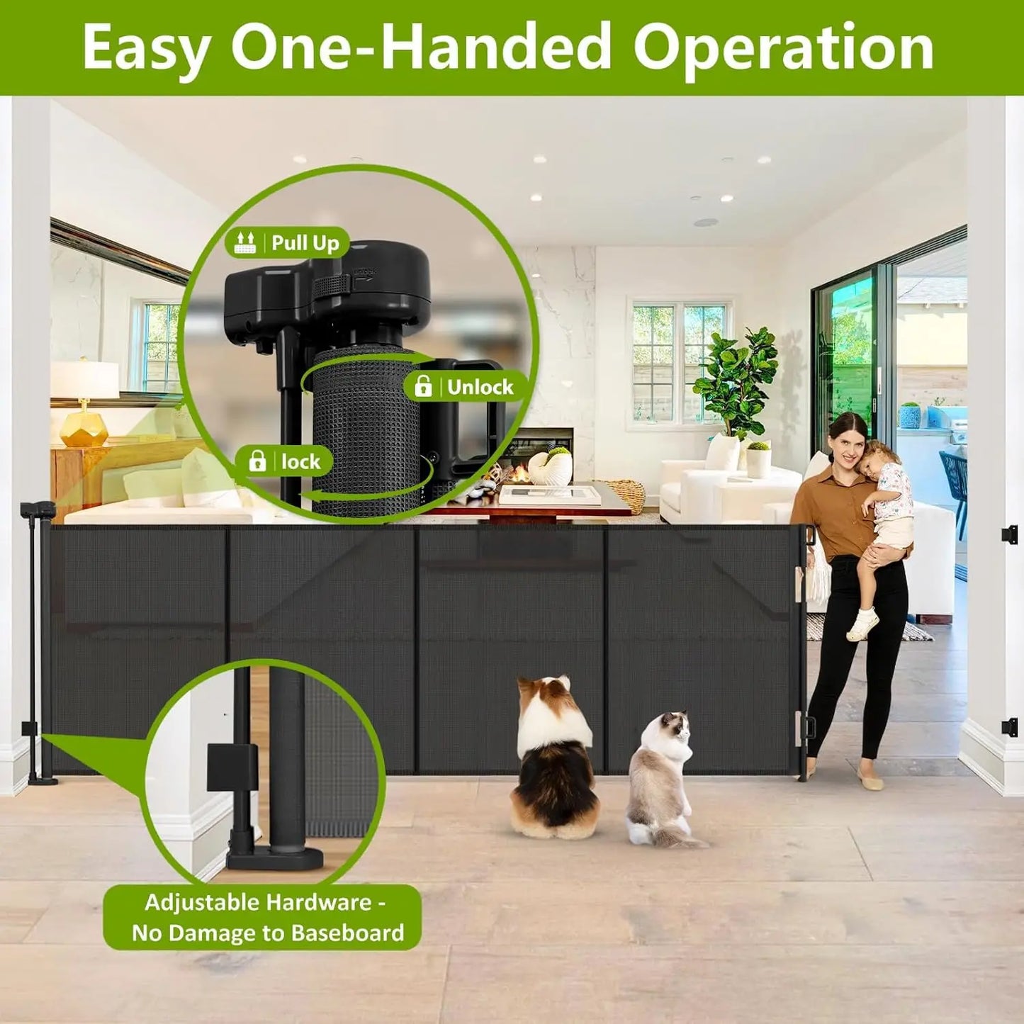 42" Tall Retractable Pet Gate