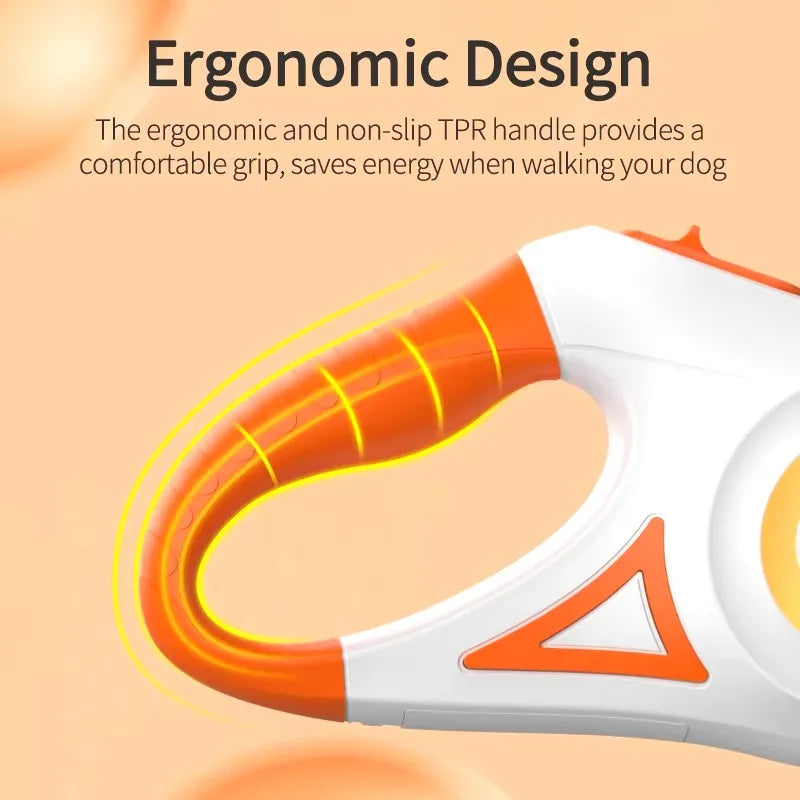 16' Automatic Retractable Dog Leash with Led Flashlight Durable Nylon Lead