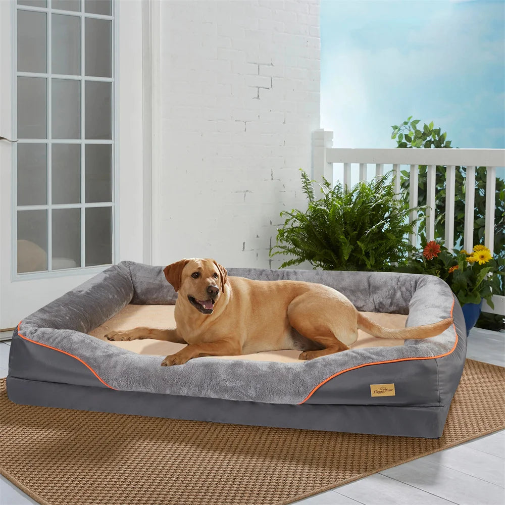 Jumbo Large Orthopedic Dog Bed Memory Foam, Bolster Couch Removable Cover