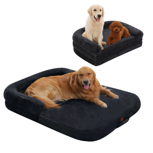 Foldable Dog Bed, Plush Pet Couch, Washable with Non-Slip Bottom
