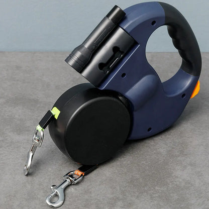 Double Headed Dog Leash Traction Rope with LED Light for Small to Sized Medium Dogs