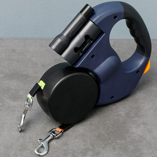 Double Headed Dog Leash Traction Rope with LED Light for Small to Sized Medium Dogs