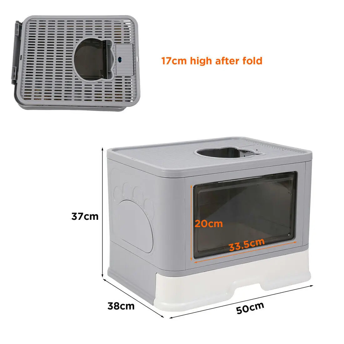 Foldable Cat Litter Box Front Entry & Top Exit, Litter Scoop Enclosed