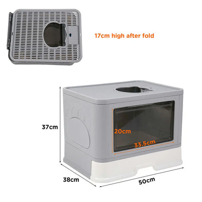 Foldable Cat Litter Box Front Entry & Top Exit, Litter Scoop Enclosed