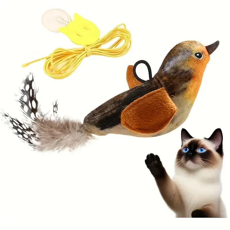 Interactive Touch-Activated Flapping Bird, Plush Sparrow with Realistic Chirping Sound