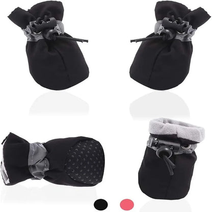 4Pcs Waterproof Dog Boots for Small Dogs - Non-slip Sole, Adjustable Drawstring, Soft Breathable Pet Shoes for Puppies