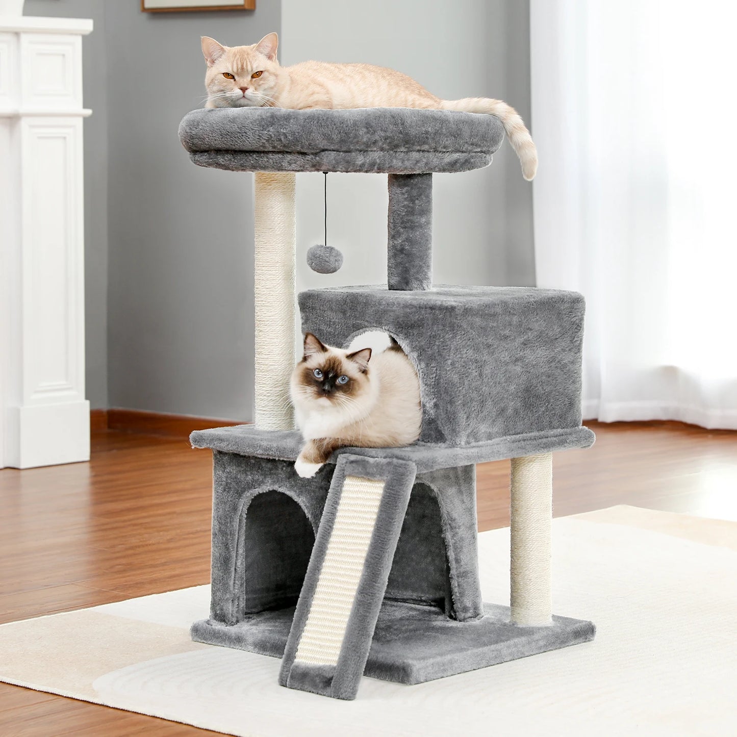 Large Cat Tree for Indoor Cats Multi-Level Cat Tower with Spacious Condos Sisal Scratching Pad