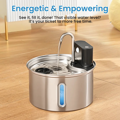 3.5L Stainless Steel Cat Sensor Water Fountain Wireless Smart Automatic Dispenser
