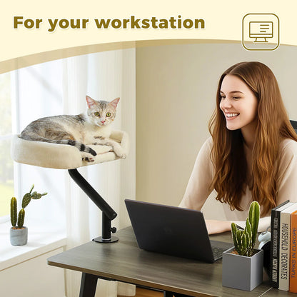 Cat Desk Bed, 360° Rotatable Cat Bed Stand for Indoor Cats