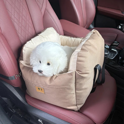 Dog Car Seat with Safety Belt, Booster Seat with Washable Cushion