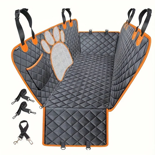 Dog Car Seat Cover, Hammock Style Heavy Duty Scratch Resistant Anti Slip Durable Soft Rear Seat Cover for Cars and Trucks