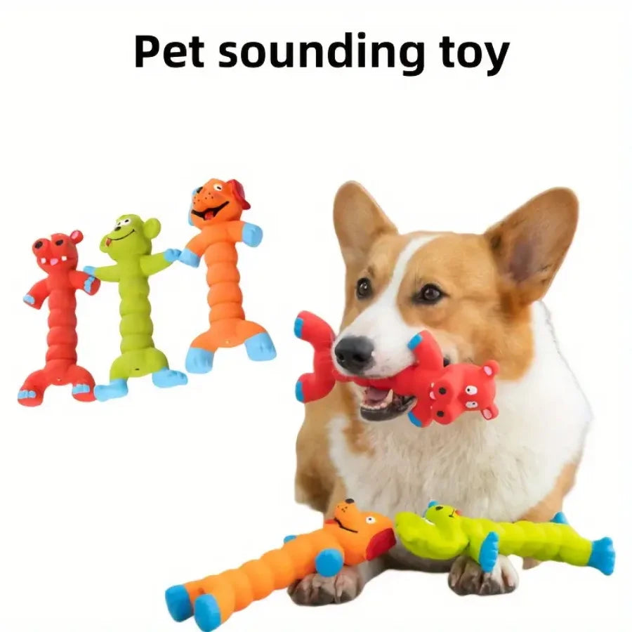 Dog Squeaky Toy,  Latex Teeth Cleaning Chew Toy Self-Play Interactive Puppy Pet Durable